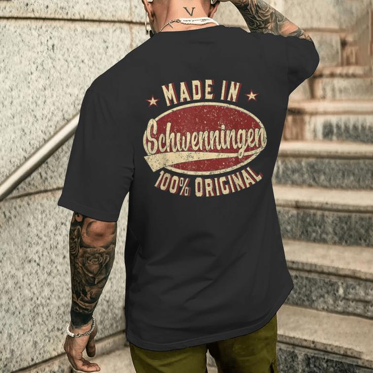 Schwenningen Retro Logo Schwenningen Black S T-Shirt mit Rückendruck Geschenke für Ihn