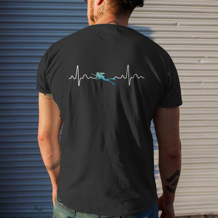 Scuba Diving Heartbeat Pulse Mens Back Print T-shirt Gifts for Him