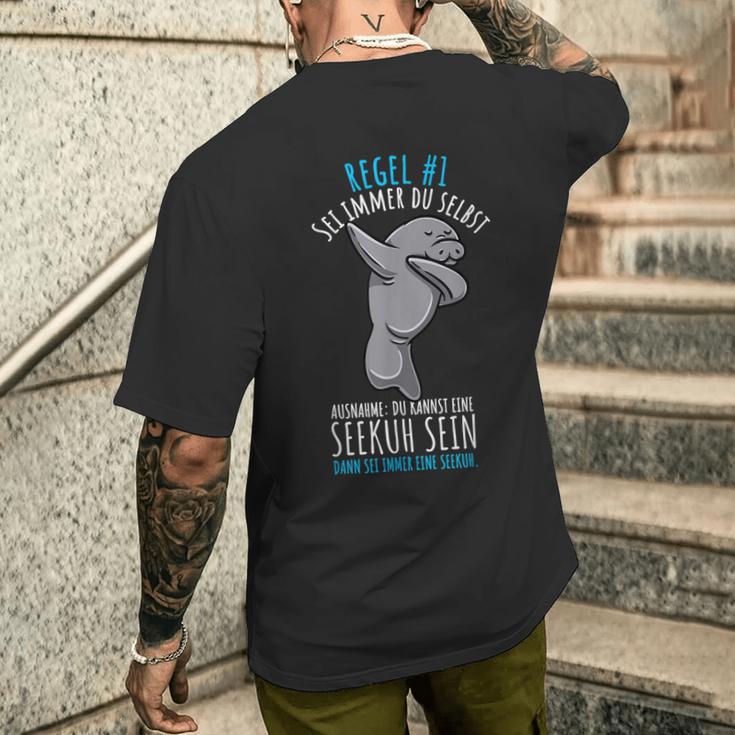 Sei Immer Du Selbst Seekuh T-Shirt mit Rückendruck Geschenke für Ihn