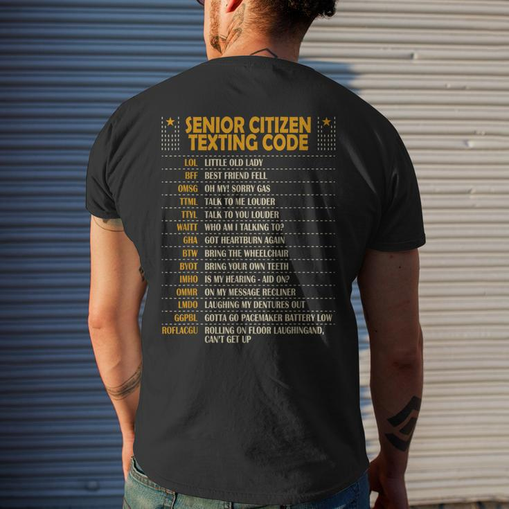 Senior Citizen Texting Code Cool Old People Saying V2 Mens Back Print T-shirt Gifts for Him