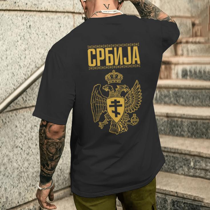 Serbia Serbian Serb Srbija Eagle T-Shirt mit Rückendruck Geschenke für Ihn