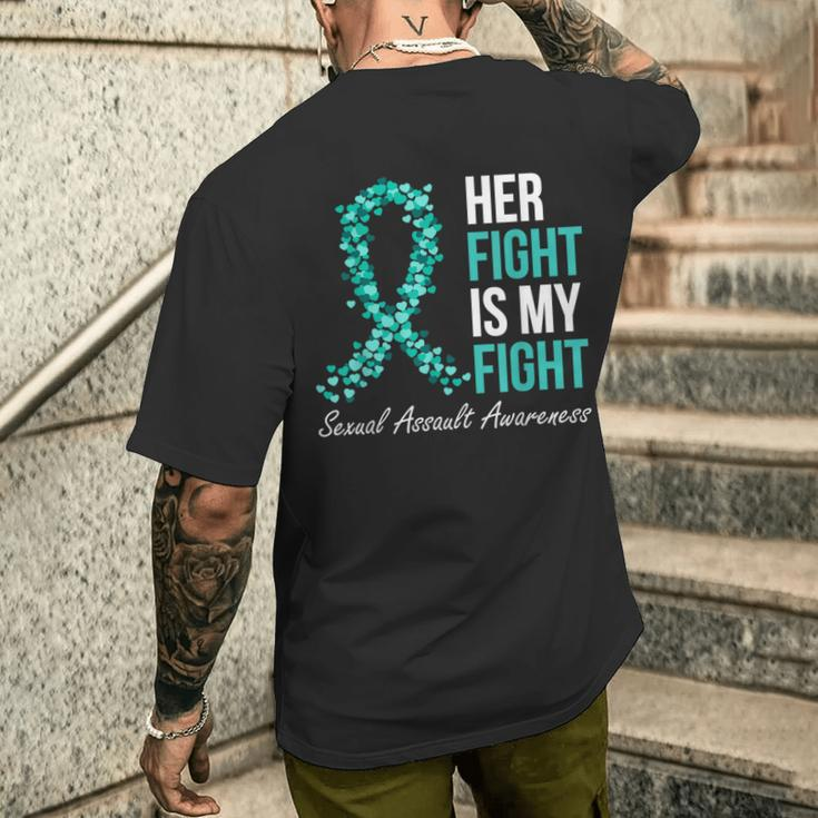 Sexual Assault Awareness Month I Wear Teal Ribbon Support Men's T-shirt Back Print Gifts for Him