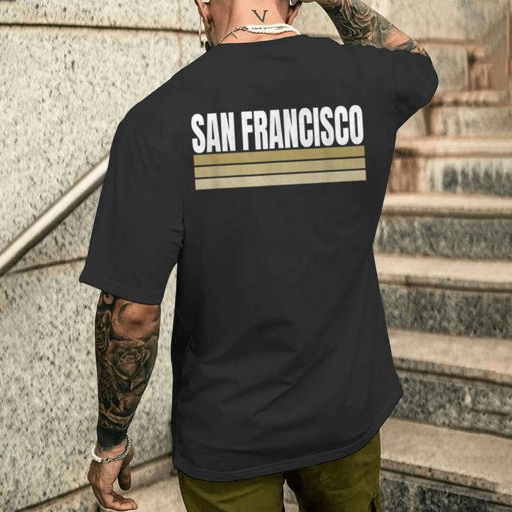 Sf Vintage Striped San Francisco Red Maroon San Francisco Ca Men's T-shirt Back Print Gifts for Him