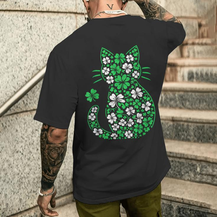 Shamrock Irish Cat Graphic Saint Patrick Day For Cat Lovers Men's T-shirt Back Print Gifts for Him