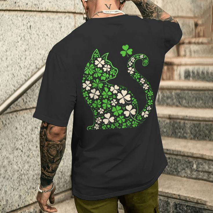 Shamrock Irish Cat Graphic Saint Patrick Day For Cat Lovers Men's T-shirt Back Print Gifts for Him
