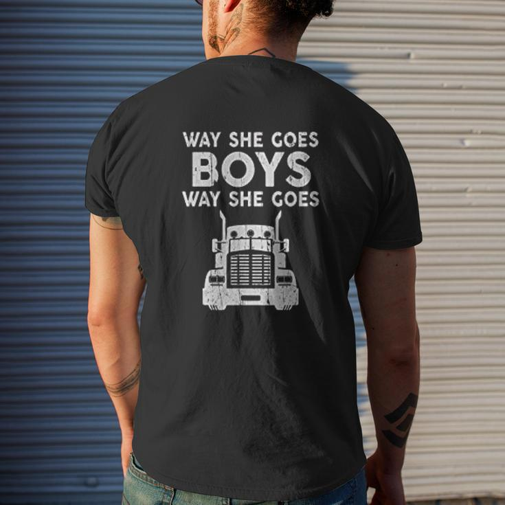 Way She Goes Boys Way She Goes Truck Trucker Mens Back Print T-shirt Gifts for Him
