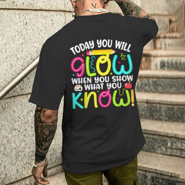 What You Show Rock The Testing Day Exam Teachers Students Men's T-shirt Back Print Gifts for Him