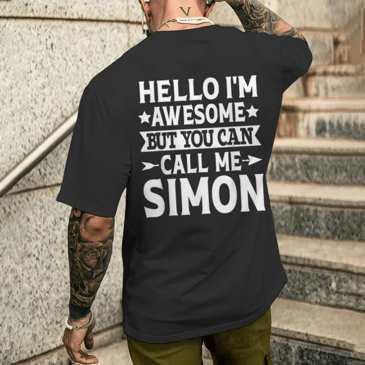 Simon Surname Awesome Call Me Simon Family Last Name Simon Men's T-shirt Back Print Gifts for Him