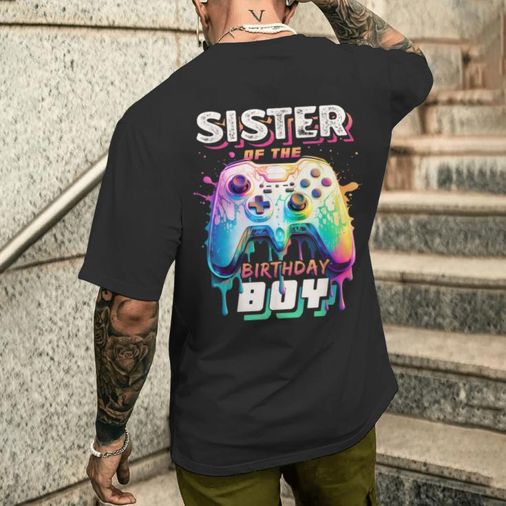 Sister Of The Birthday Boy Matching Video Game Birthday Men's T-shirt Back Print Gifts for Him