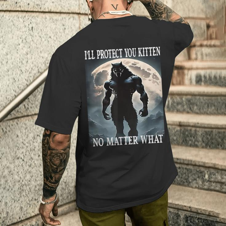 Sitting Wolf Literally Me Werewolf Ripping Meme Alpha Wolf Men's T-shirt Back Print Gifts for Him