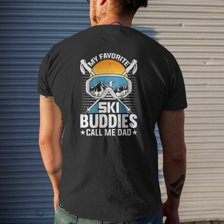 Skiing My Favorite Ski Buddies Calls Me Dad Snow Mens Back Print T-shirt Gifts for Him