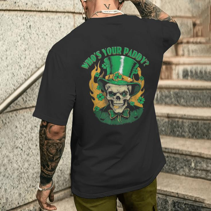 Skull Vintage Retro Who’S Your Paddy St Patrick's Day Men's T-shirt Back Print Gifts for Him