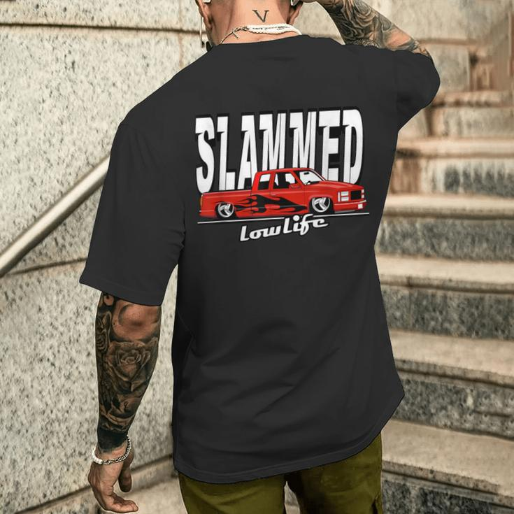 Slammed Custom Car Lowlife Lowered Pickup Truck Hotrod Men's T-shirt Back Print Funny Gifts