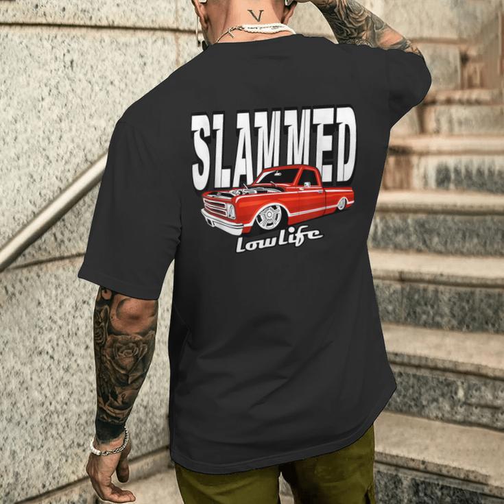 Slammed Custom Car Lowlife Lowered Truck Custom Pickup Men's T-shirt Back Print Funny Gifts