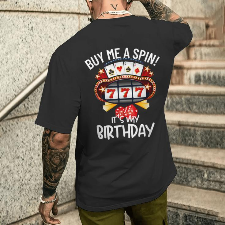 Slot Machine 777 Lucky Birthday Gambling Casino Men's T-shirt Back Print Gifts for Him