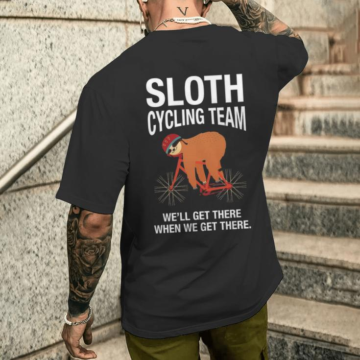 Sloth Cycling Team Lazy Sloth Sleeping Bicycle Men's T-shirt Back Print Gifts for Him