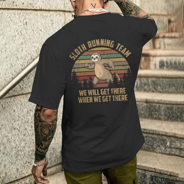 Sloth Running Team Vintage Men's T-shirt Back Print Gifts for Him