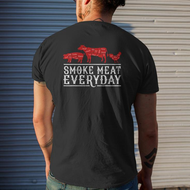 Smoke Meat Everyday Barbecue Grilling Bbq Smoker Dad Mens Back Print T-shirt Gifts for Him
