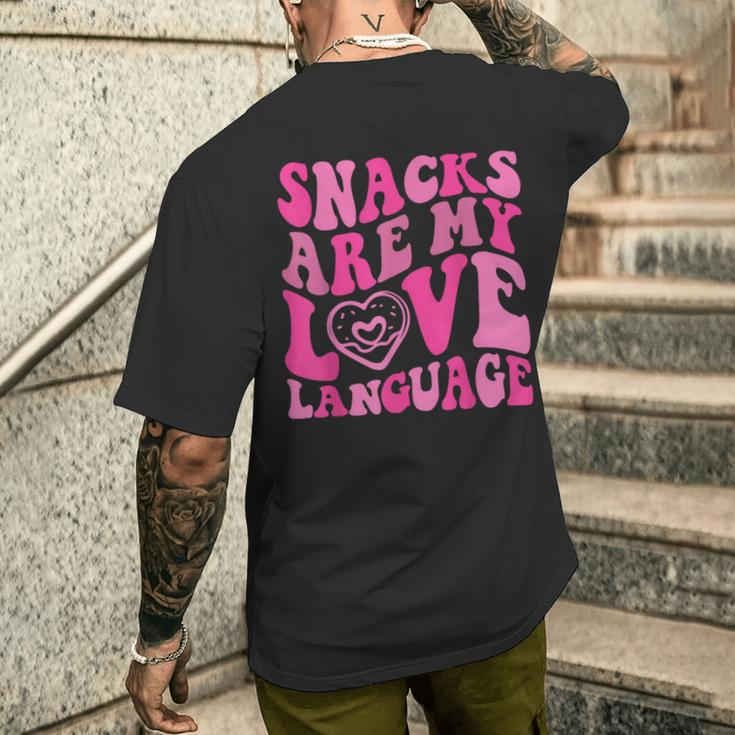 Snacks Are My Love Language Toddler Valentines Day Men's T-shirt Back Print Funny Gifts