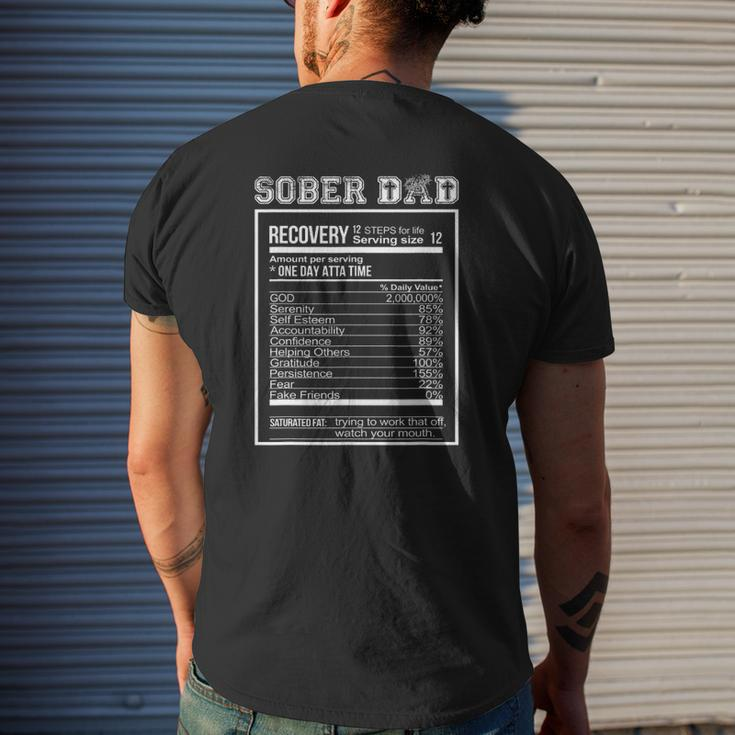 Sober Dad Recovery Nutritional Value Addiction Celebration Mens Back Print T-shirt Gifts for Him