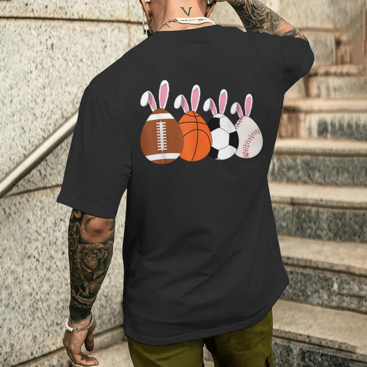 Soccer Basketball Baseball Football Sports Easter Rabbits Men's T-shirt Back Print Gifts for Him