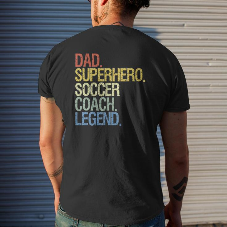 Soccer Coach Dad Superhero Soccer Coach Legend Mens Back Print T-shirt Gifts for Him