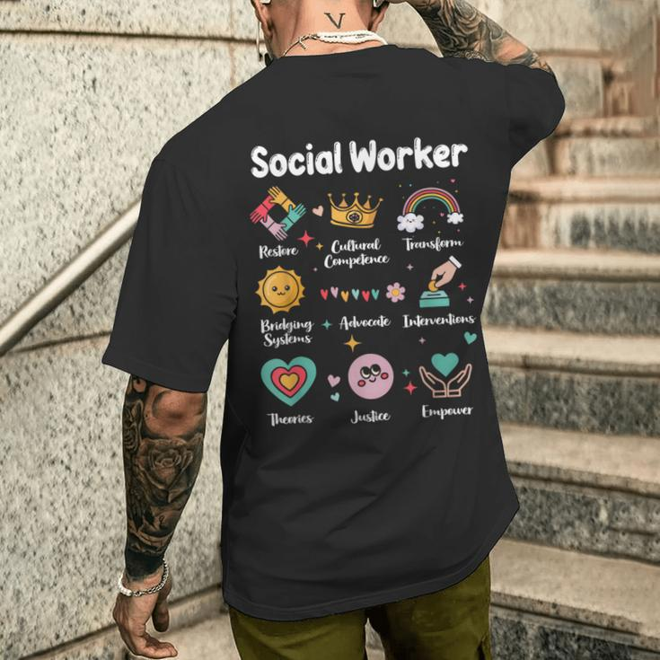 Social Worker Work Love Social Work Month Men's T-shirt Back Print Gifts for Him