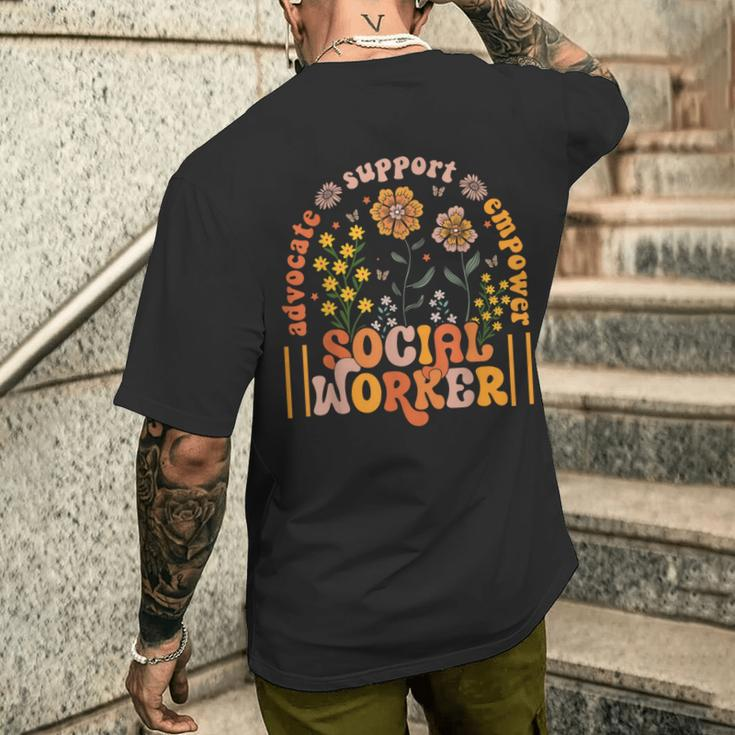 Social Worker Social Work Month Work Love Groovy Men's T-shirt Back Print Gifts for Him