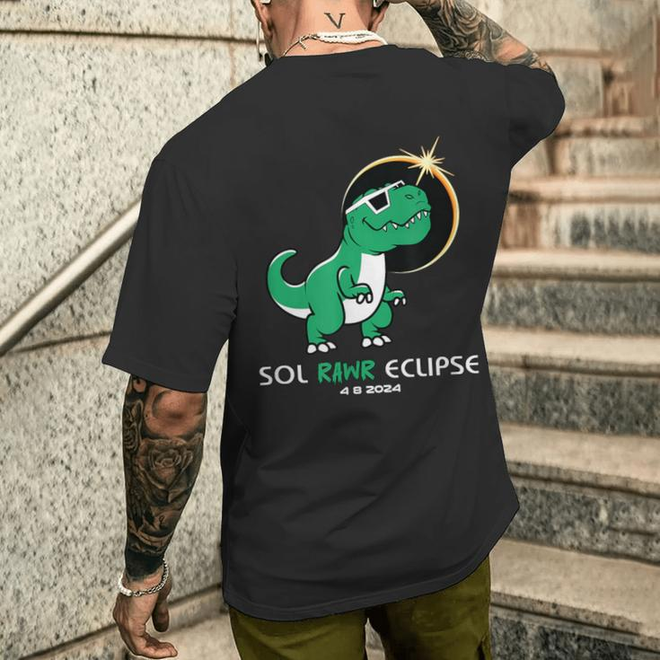 Sol Rawr Dino Total Solar Eclipse April 2024 Dinosaur Event Men's T-shirt Back Print Gifts for Him