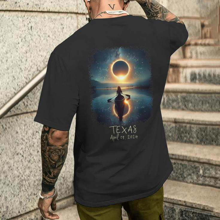 Solar Eclipse 2024 Lake Reflections Texas Solar Eclipse Men's T-shirt Back Print Gifts for Him