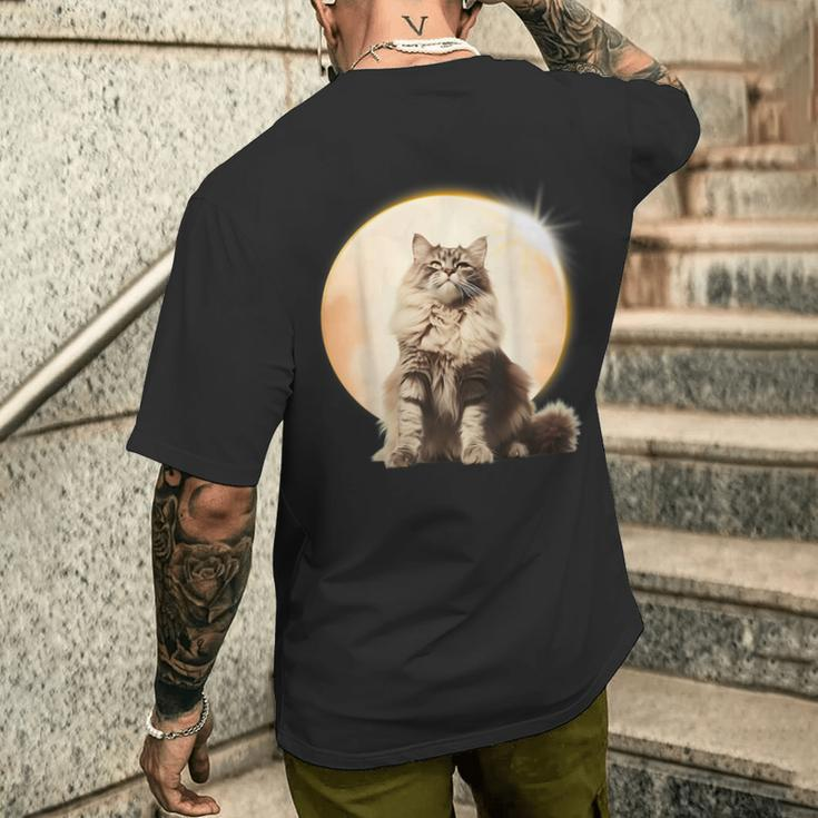 Solar Eclipse 2024 Maine Coon Cat America Totality Men's T-shirt Back Print Gifts for Him