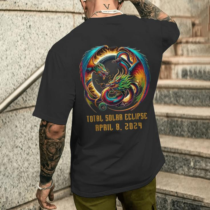 Solar Eclipse 2024 Mystical Dragon Fantasy Lover Men's T-shirt Back Print Gifts for Him