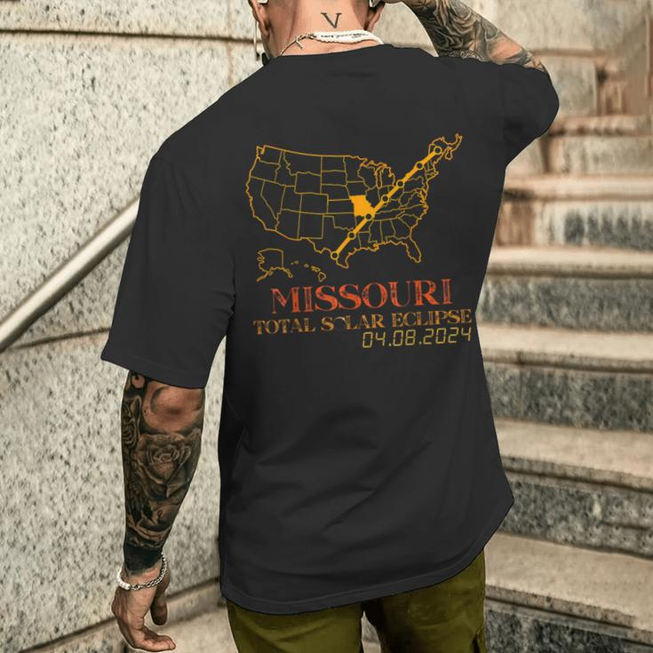 Solar Eclipse 2024 Party Missouri Total Usa Map Totality Men's T-shirt Back Print Gifts for Him