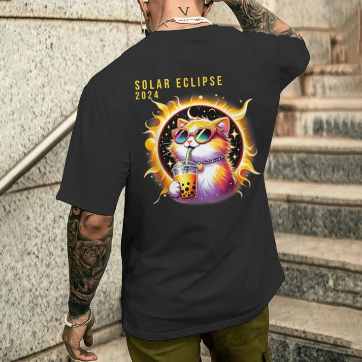 Solar Eclipse April 8 2024 Astronomy Kawaii Cat Lover Men's T-shirt Back Print Gifts for Him