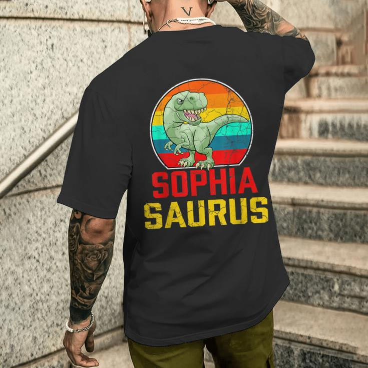 Sophia Saurus Family Reunion Last Name Team Custom Men's T-shirt Back Print Gifts for Him