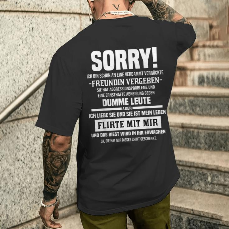 Sorry Ich Bin Schon Vergen German Language S T-Shirt mit Rückendruck Geschenke für Ihn