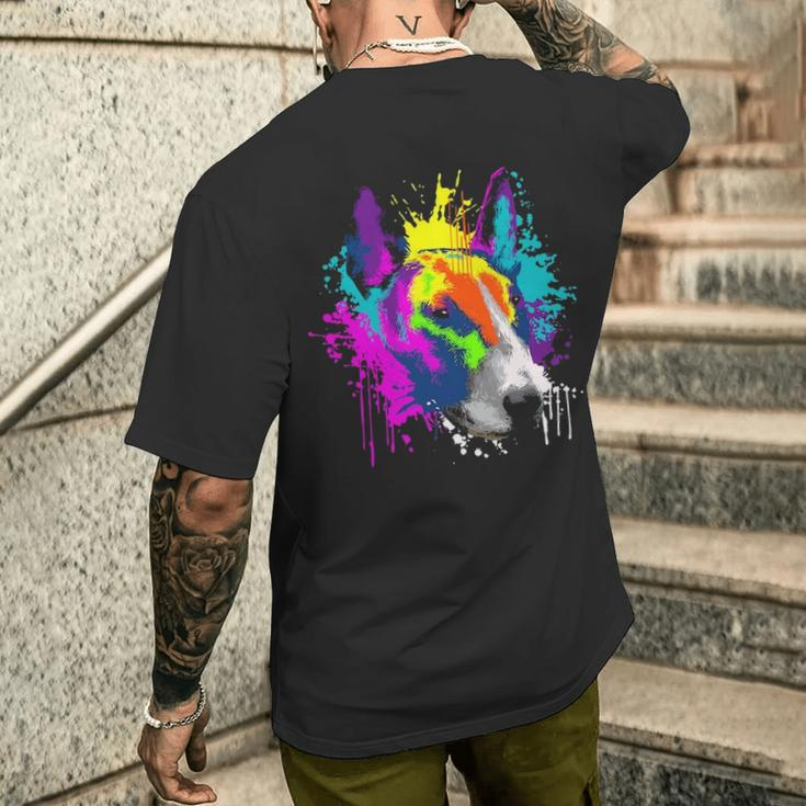 Splash Art Bull Terrier Dog Owner Idea Dog Men's T-shirt Back Print Gifts for Him
