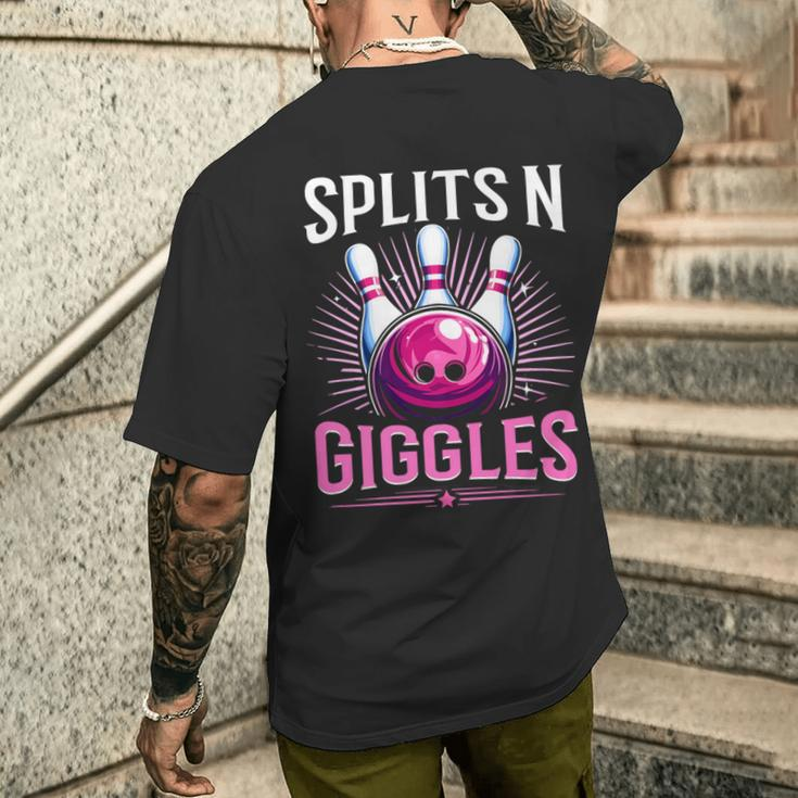 Splits 'N Giggles Bowling Team Bowler Sports Player Men's T-shirt Back Print Gifts for Him