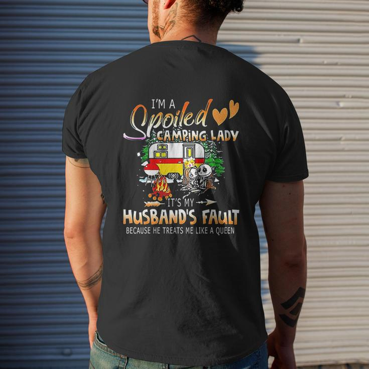 I Am A Spoiled Camping Lady It Is My Husband Fault Mens Back Print T-shirt Gifts for Him