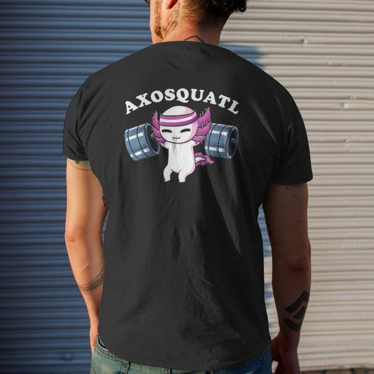 Squat Axolotl Axosquatl Powerlifting Cute Gym Workout Mens Back Print T-shirt Gifts for Him