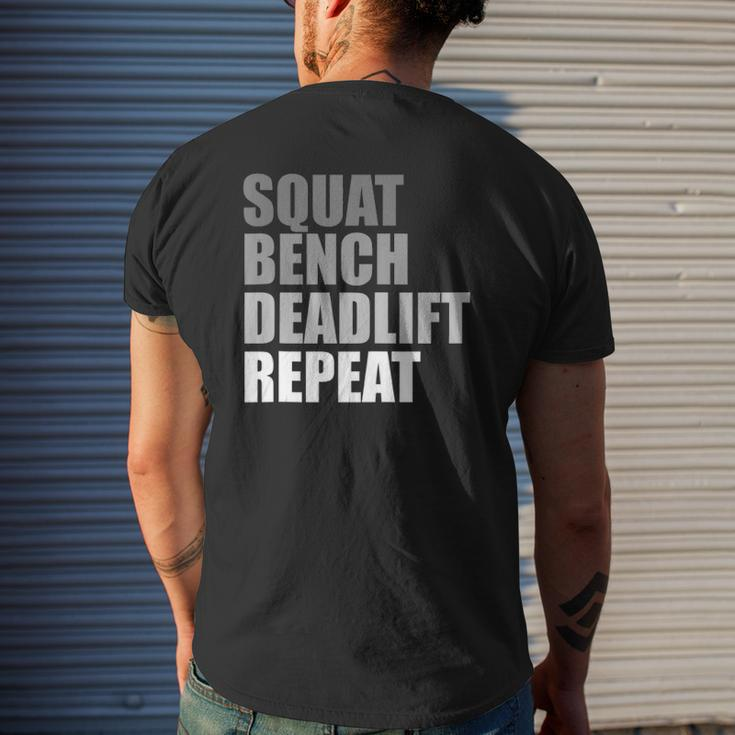 Squat Bench Deadlift Repeat Powerlifting Weightlifting Quote Mens Back Print T-shirt Gifts for Him