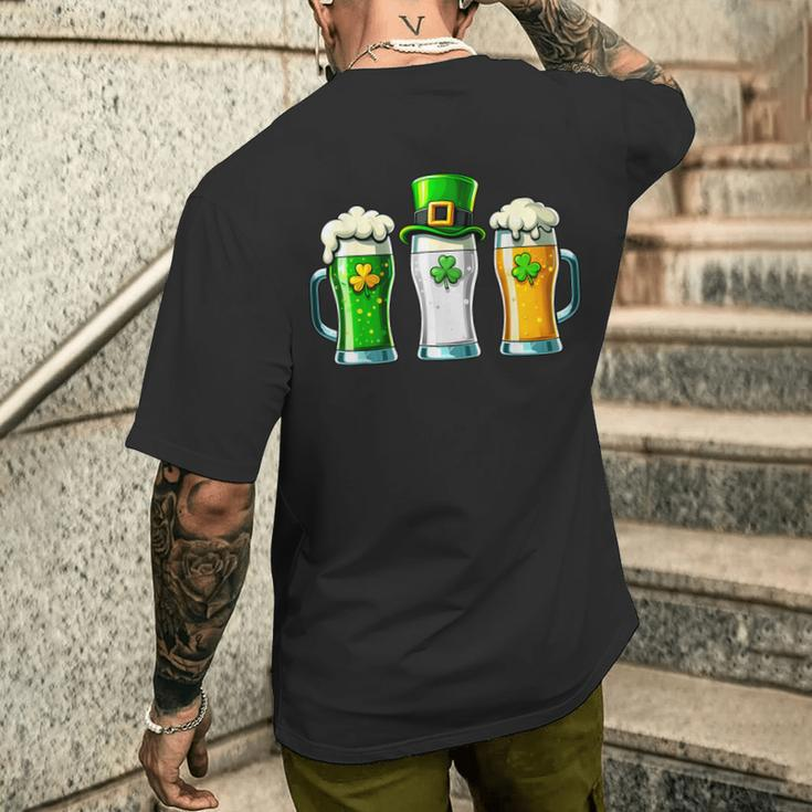 St Patrick Day Irish Ireland Flag Green Beer Lover Women Men's T-shirt Back Print Gifts for Him
