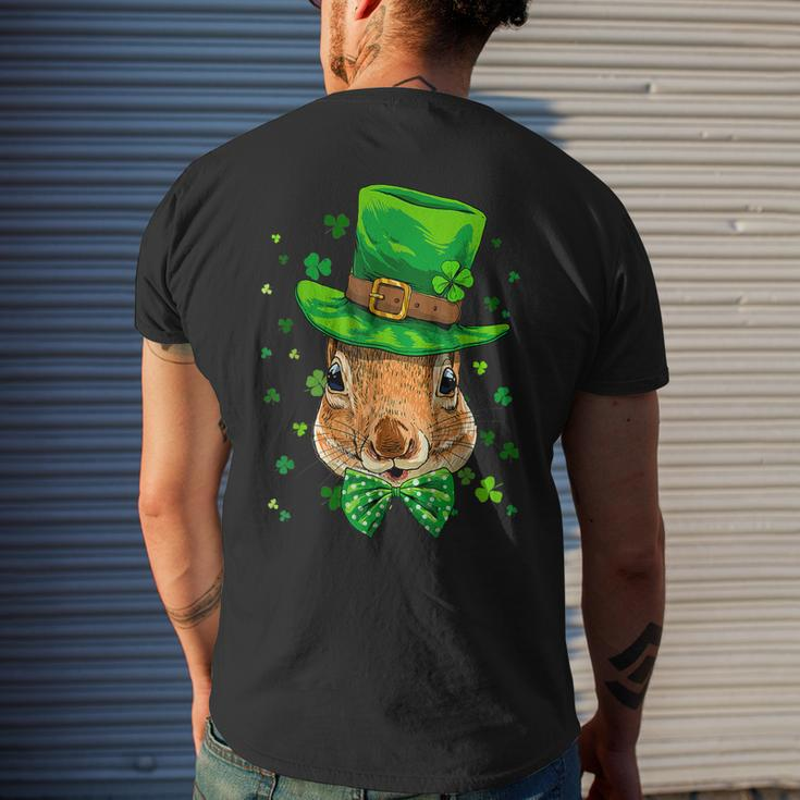St Patrick's Day Leprechaun Squirrel Rodents Shamrock Irish Mens Back Print T-shirt Gifts for Him