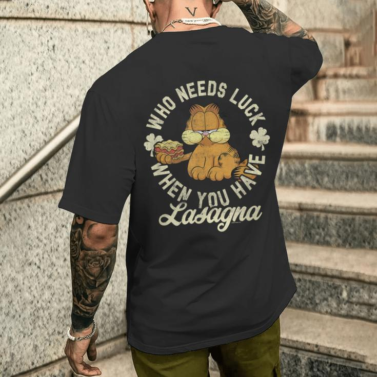 St Patrick's Day Who Needs Luck You Have Lasagna Men's T-shirt Back Print Gifts for Him