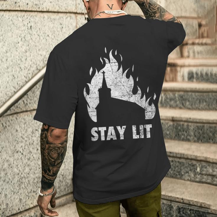 Stay Lit Burning Church Witchcraft Okult Grunge Satanic T-Shirt mit Rückendruck Geschenke für Ihn