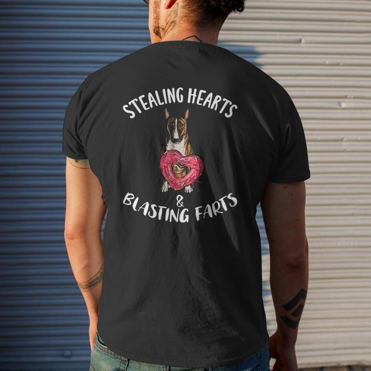 Stealing Hearts Blasting Farts Miniature Bull Terrier Dog Mens Back Print T-shirt Gifts for Him