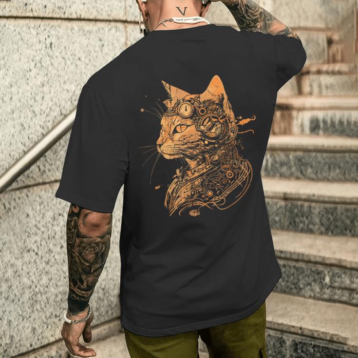 Steam Punk Catkitten Kitty Steampunk T-Shirt mit Rückendruck Geschenke für Ihn