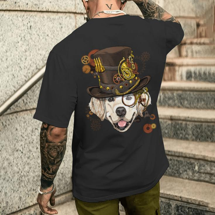 Steampunk Golden Retriever Dog Steampunk Lovers Men's T-shirt Back Print Funny Gifts