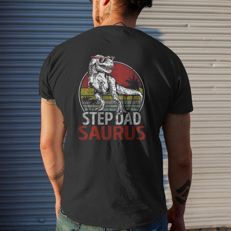 Step Dadsaurusrex Dinosaur Step Dad Saurus Family Mens Back Print T-shirt Gifts for Him