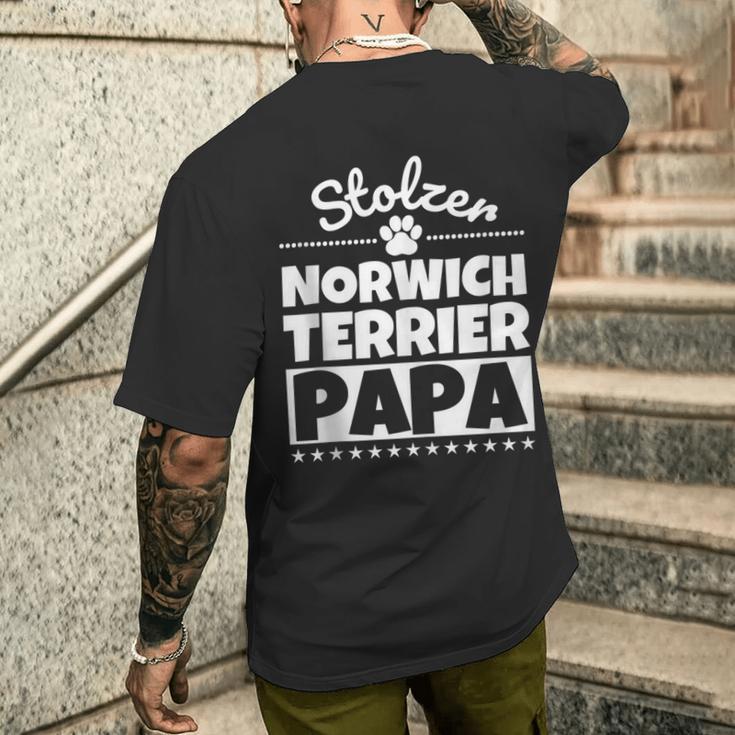 Stolzer Norwich Terrier Papa T-Shirt mit Rückendruck Geschenke für Ihn